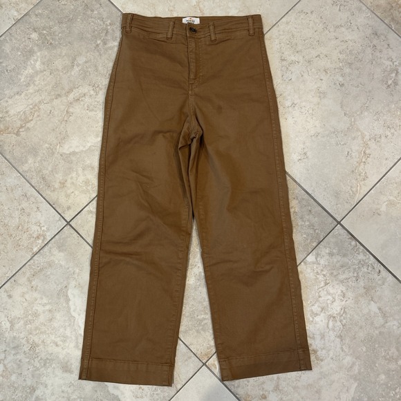 Marine Layer Pants - Marine Layer Bridget Crop Pant Women's 6 Brown Standard Fit High Rise Wide Leg